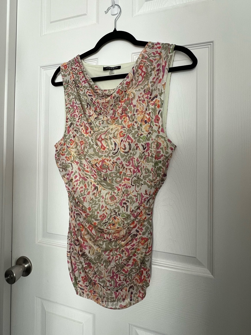 Cable & Gauge | Ruched Paisley Tank Top |Multicolor | Size L